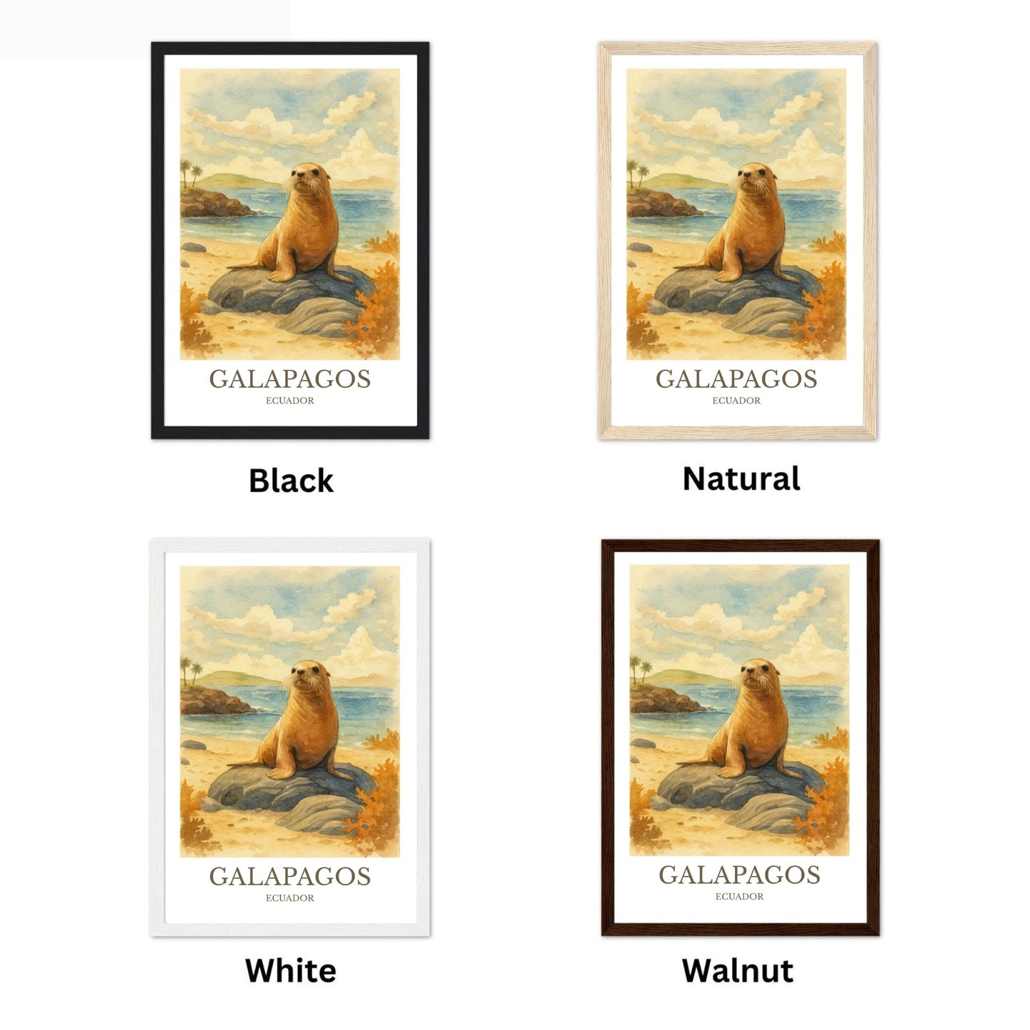 Galápagos Islands, Watercolor design poster, Ecuador Print, Galápagos Wall Art
