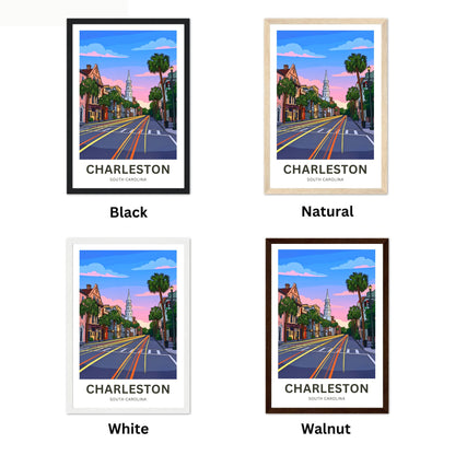 Charleston Historic District Travel Poster - Evening Glow
