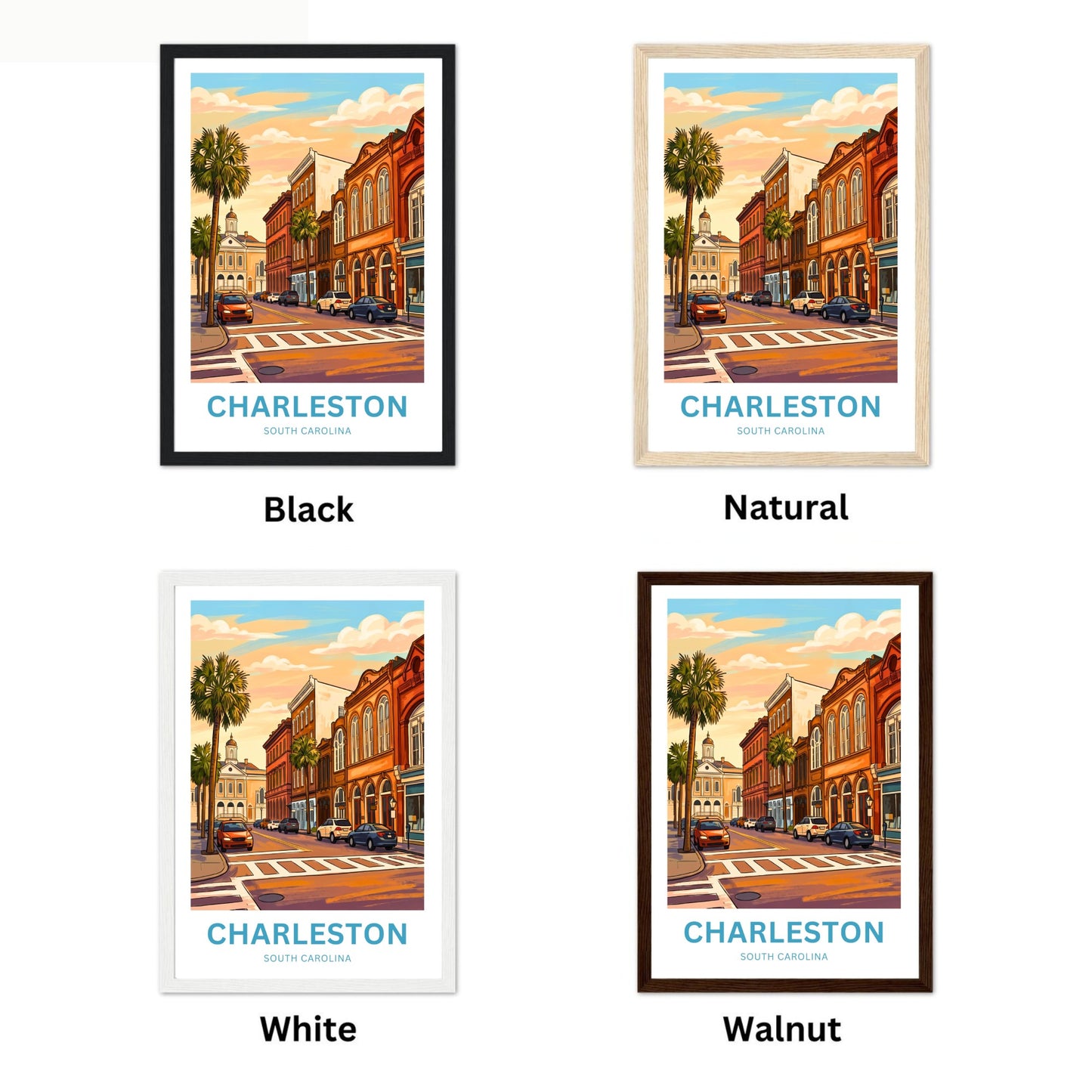 Charleston Historic District Travel Poster - Old Town Vibes