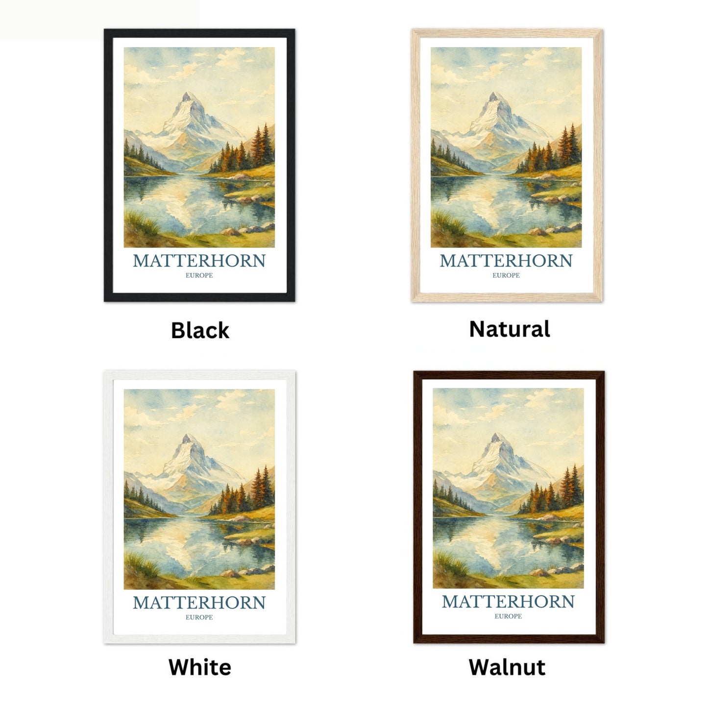 Matterhorn, Watercolor design poster, Europe Print, Matterhorn Wall Art