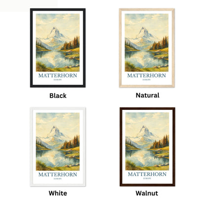 Matterhorn, Watercolor design poster, Europe Print, Matterhorn Wall Art