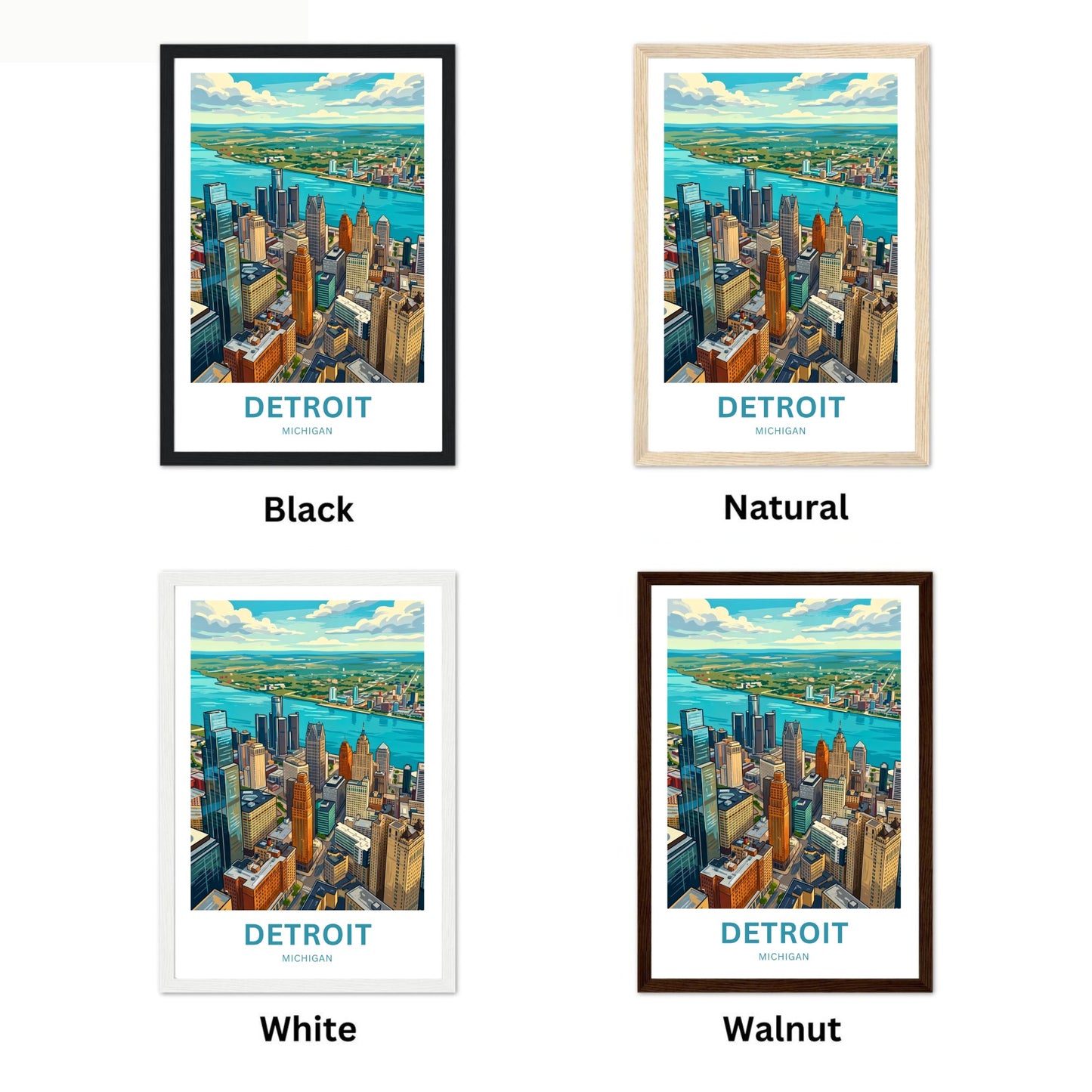 Detroit Travel Poster - Aerial View