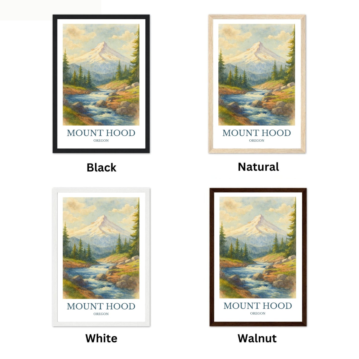 Mount Hood, Watercolor design poster, Oregon Print, Mount Hood Wall Art