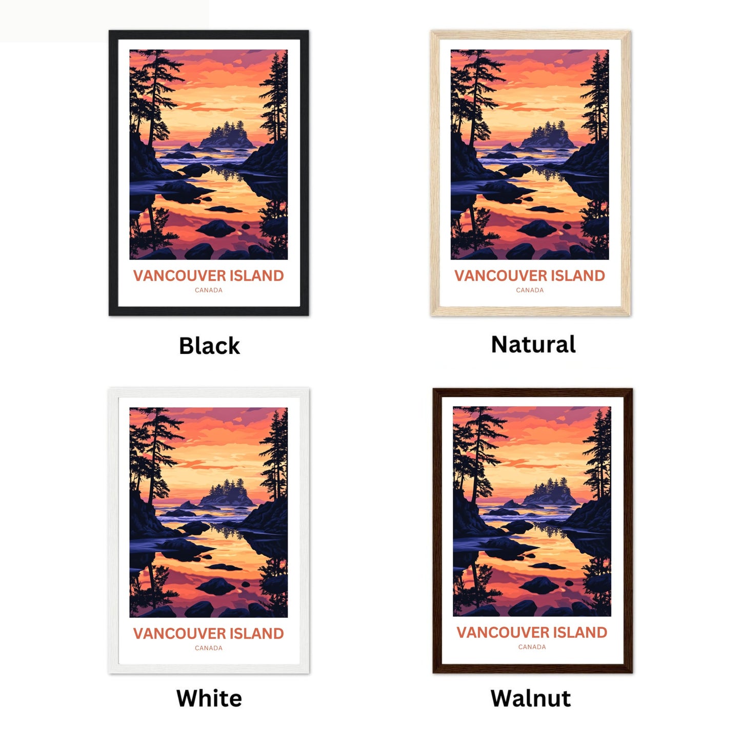 Vancouver Island Travel Poster - Captivating Sunset Island View