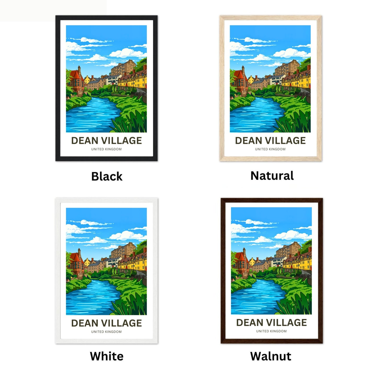 Dean Village Travel Poster - Serene River