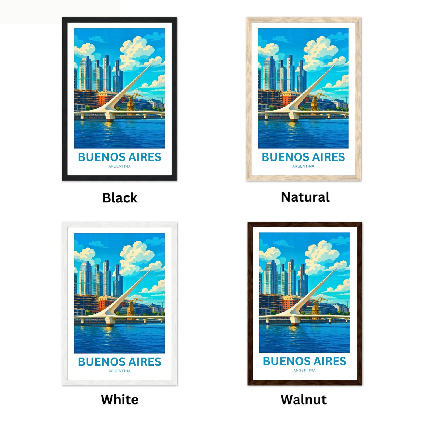 Buenos Aires Travel Poster - Puente de la Mujer