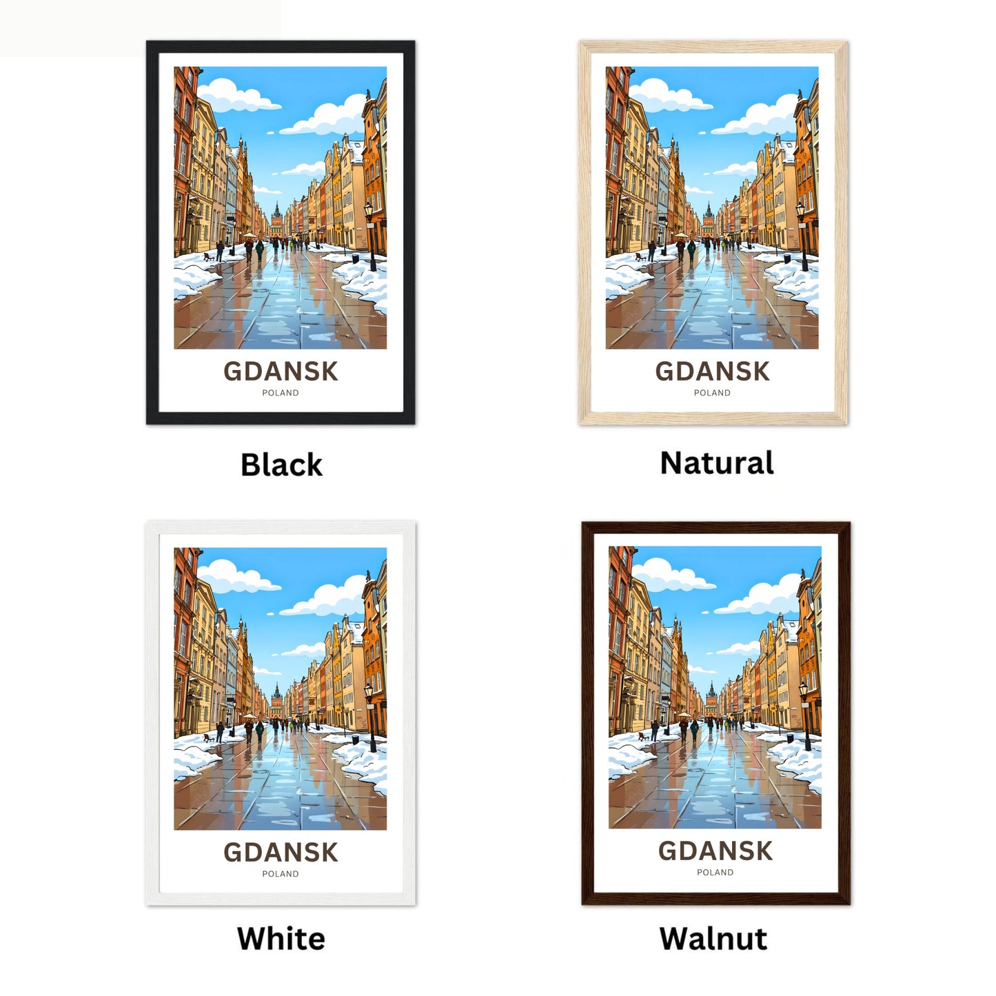 Gdańsk  Travel Poster - Long Winter Street Wanderings