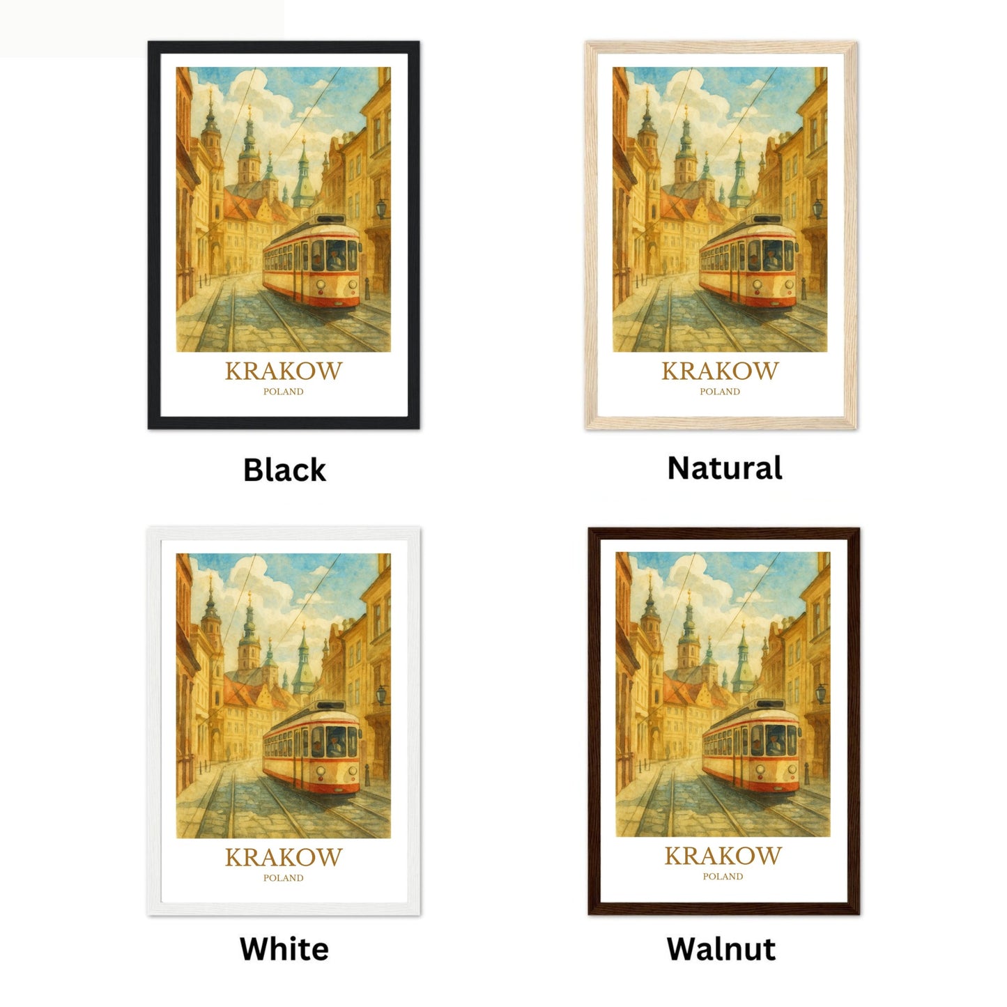 Kraków, Watercolor design poster, Poland Print, Kraków Wall Art