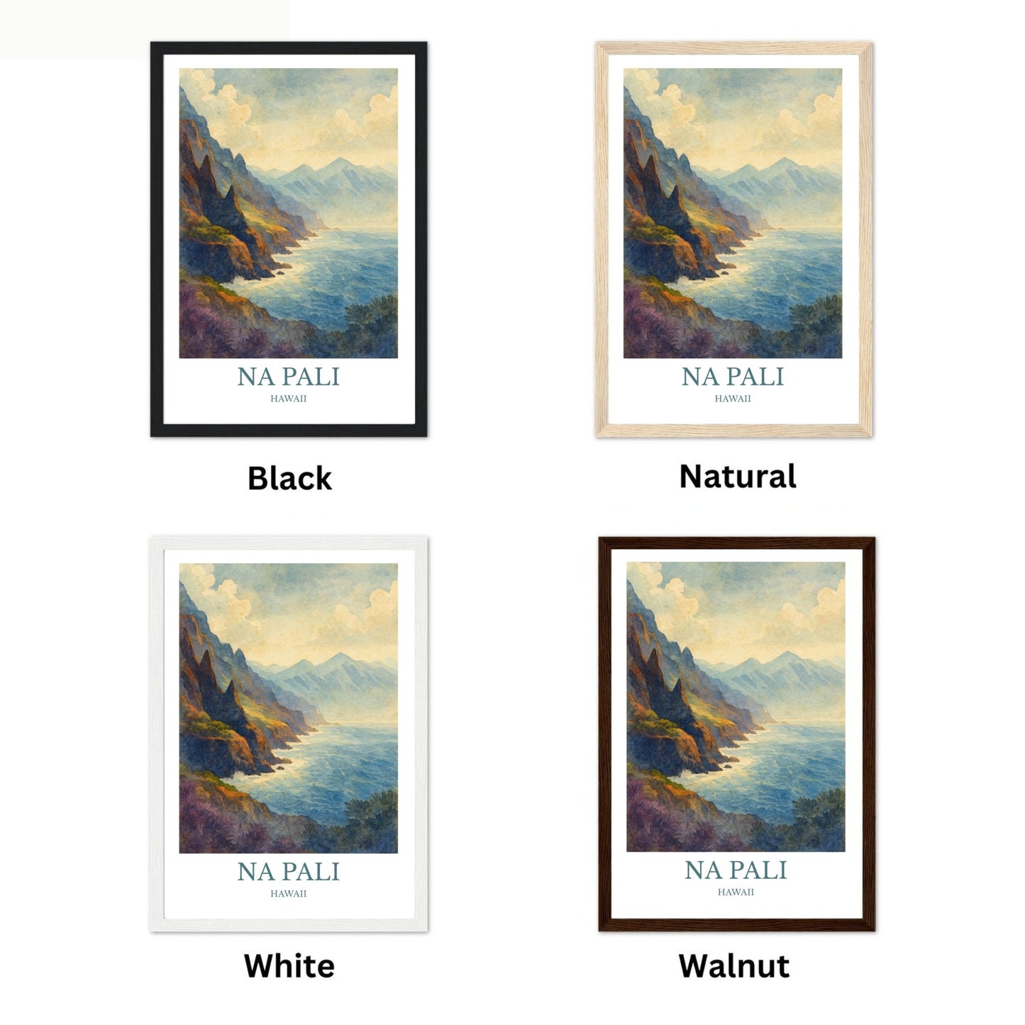 Nā Pali Coast, Watercolor design poster, Hawaii Print, Nā Pali Wall Art