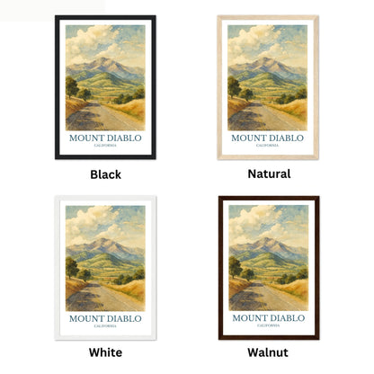 Mount Diablo, Watercolor design poster, California Print, Mount Diablo Wall Art