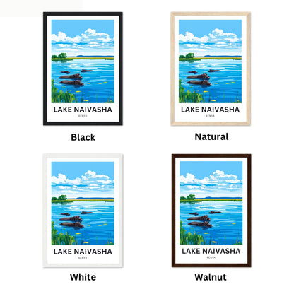 Lake Naivasha Travel Poster - Serene Lake and Hippos