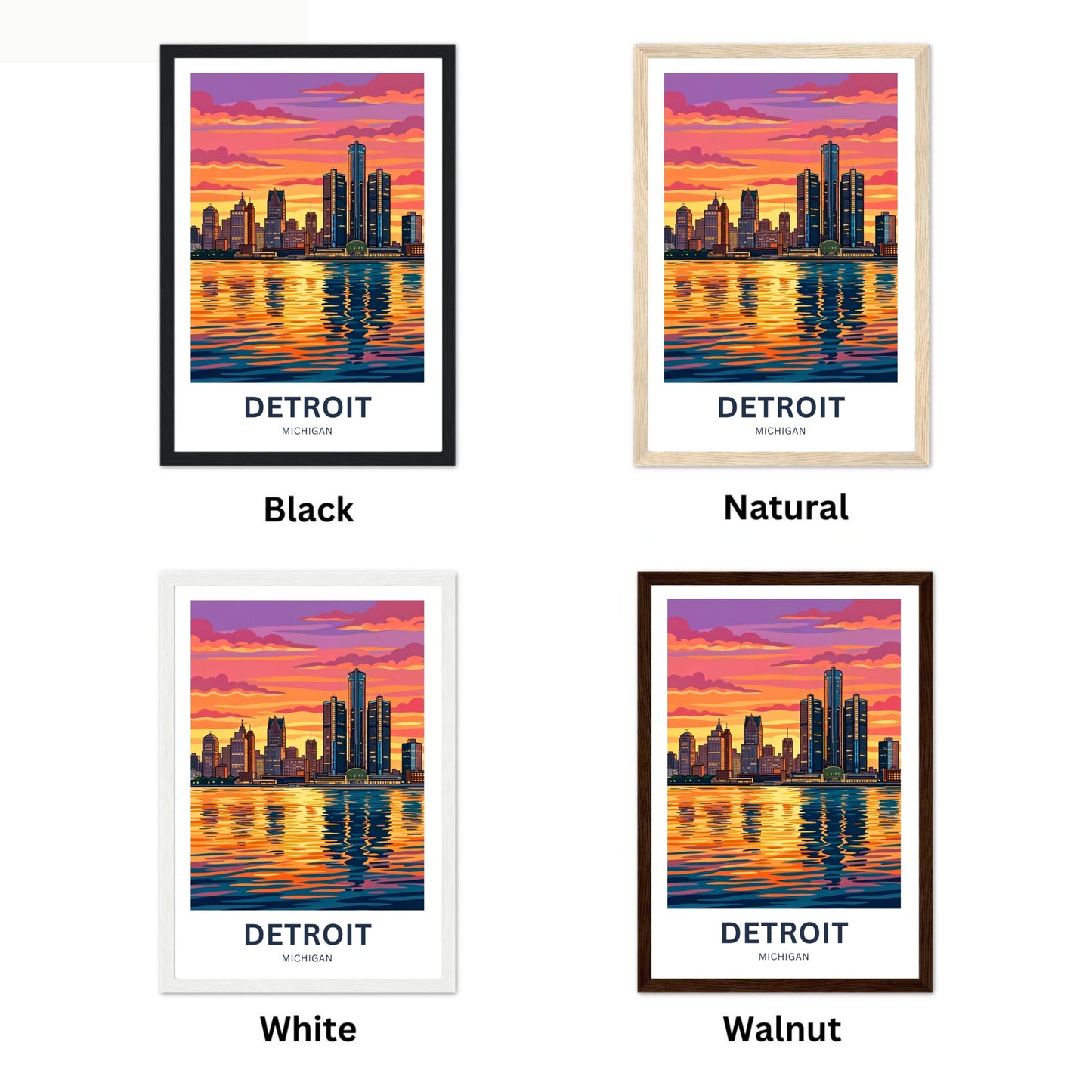 Detroit Travel Poster - City Lights