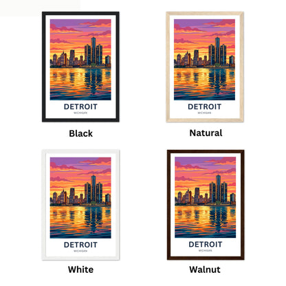Detroit Travel Poster - City Lights
