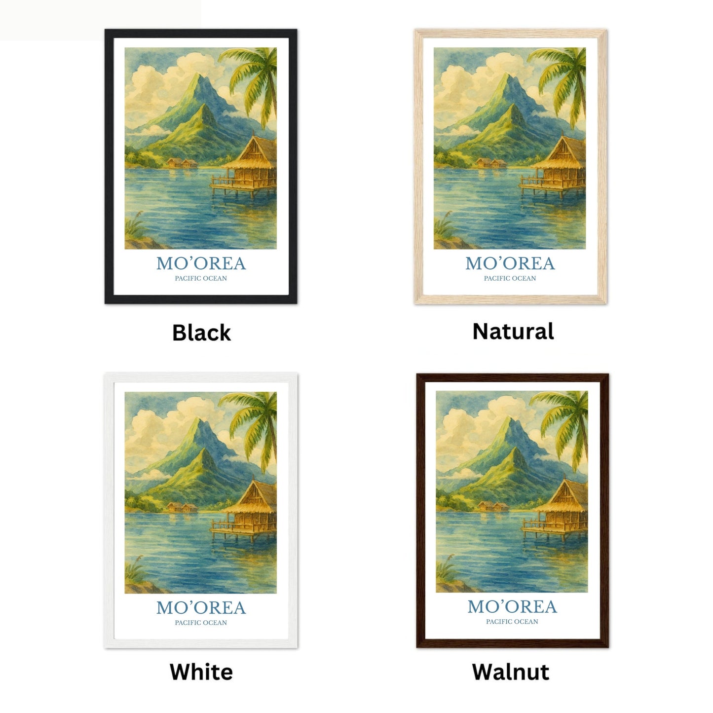 Mo’orea, Watercolor design poster, Pacific Ocean Print, Mo’orea Wall Art