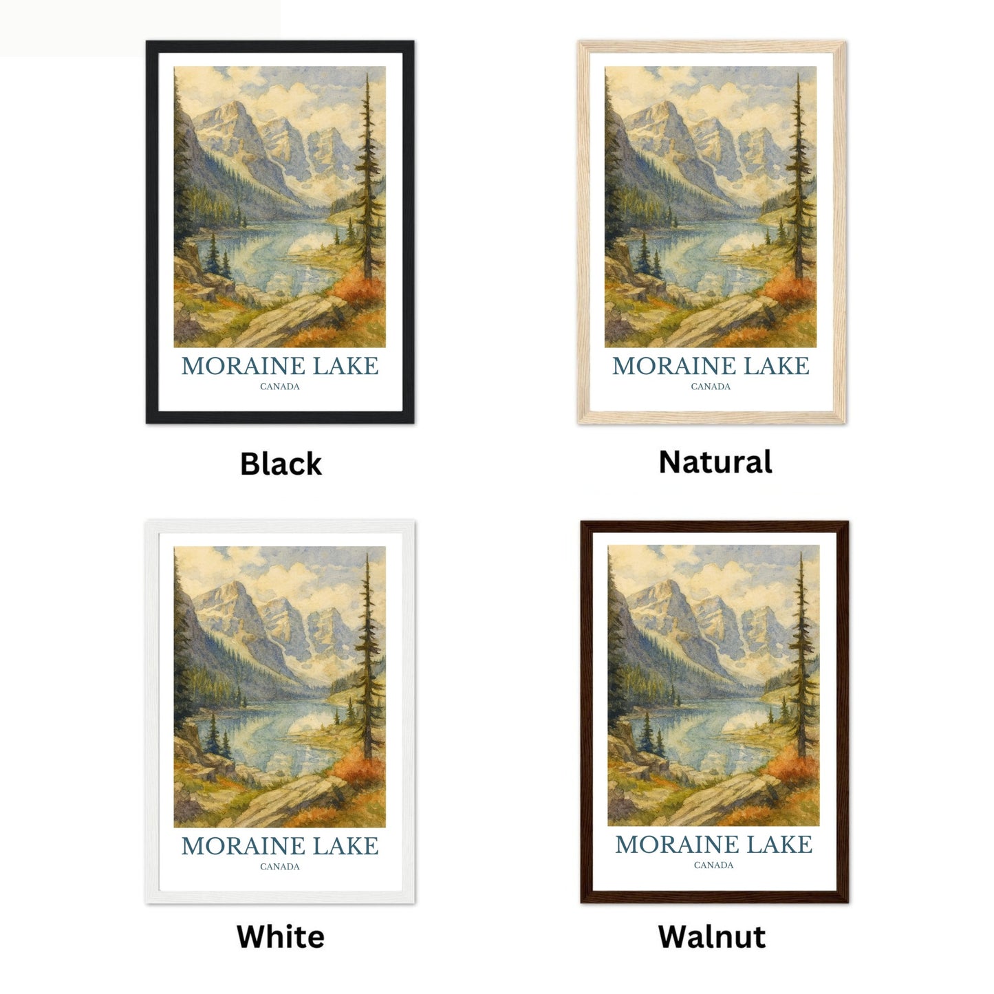 Moraine Lake, Watercolor design poster, Canada Print, Moraine Lake Wall Art