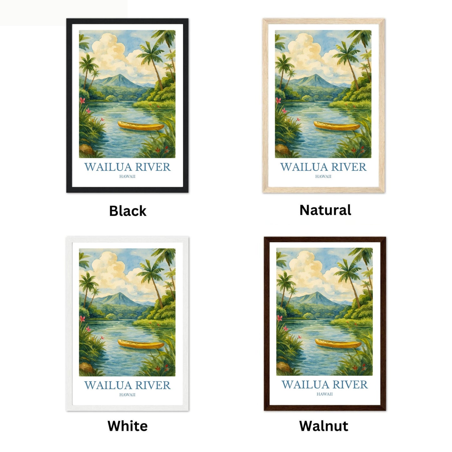 Wailua River, Watercolor design poster, Hawaii Print, Wailua River Wall Art