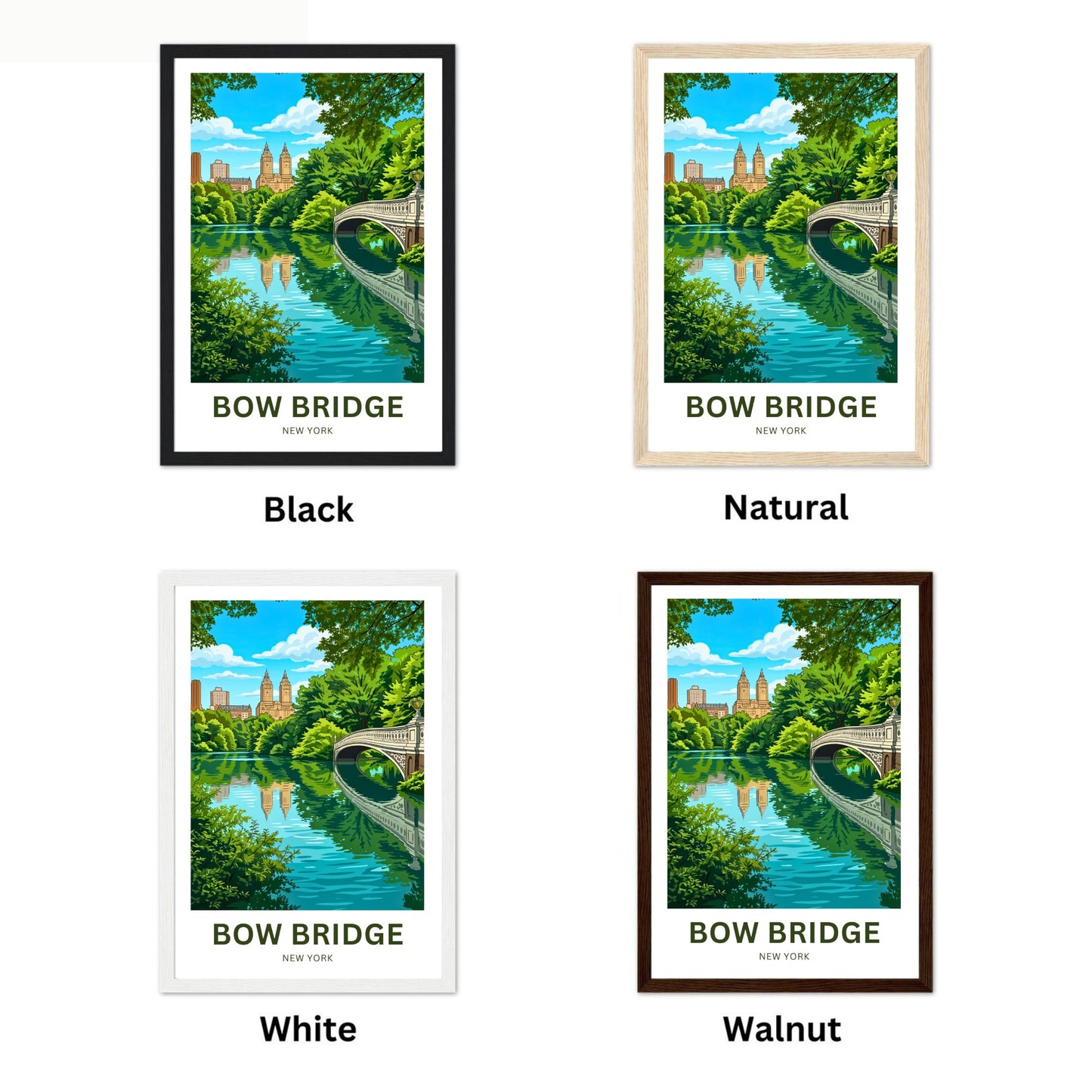 Bow Bridge  Travel Poster - Central Park Reflections