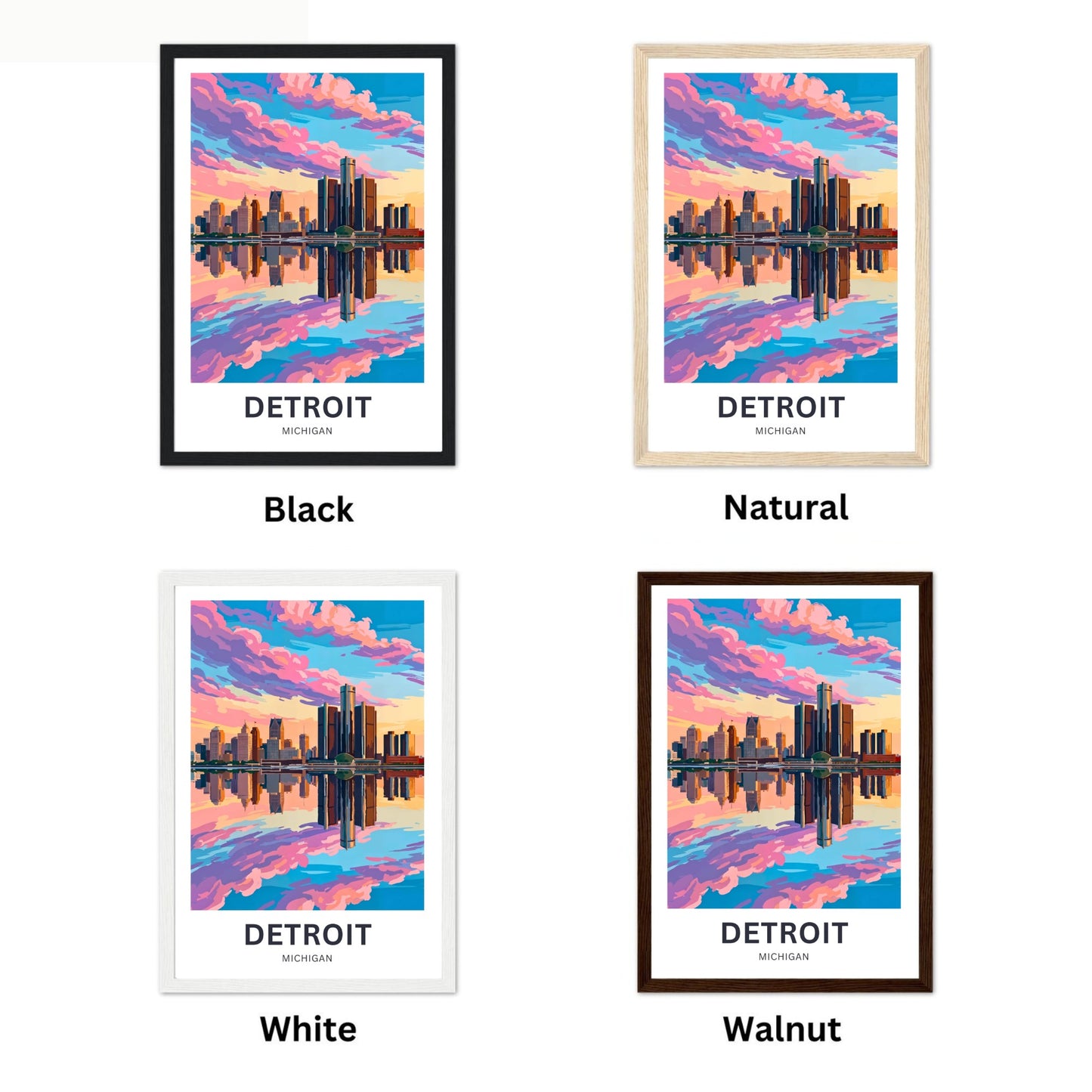 Detroit Travel Poster - Skyline