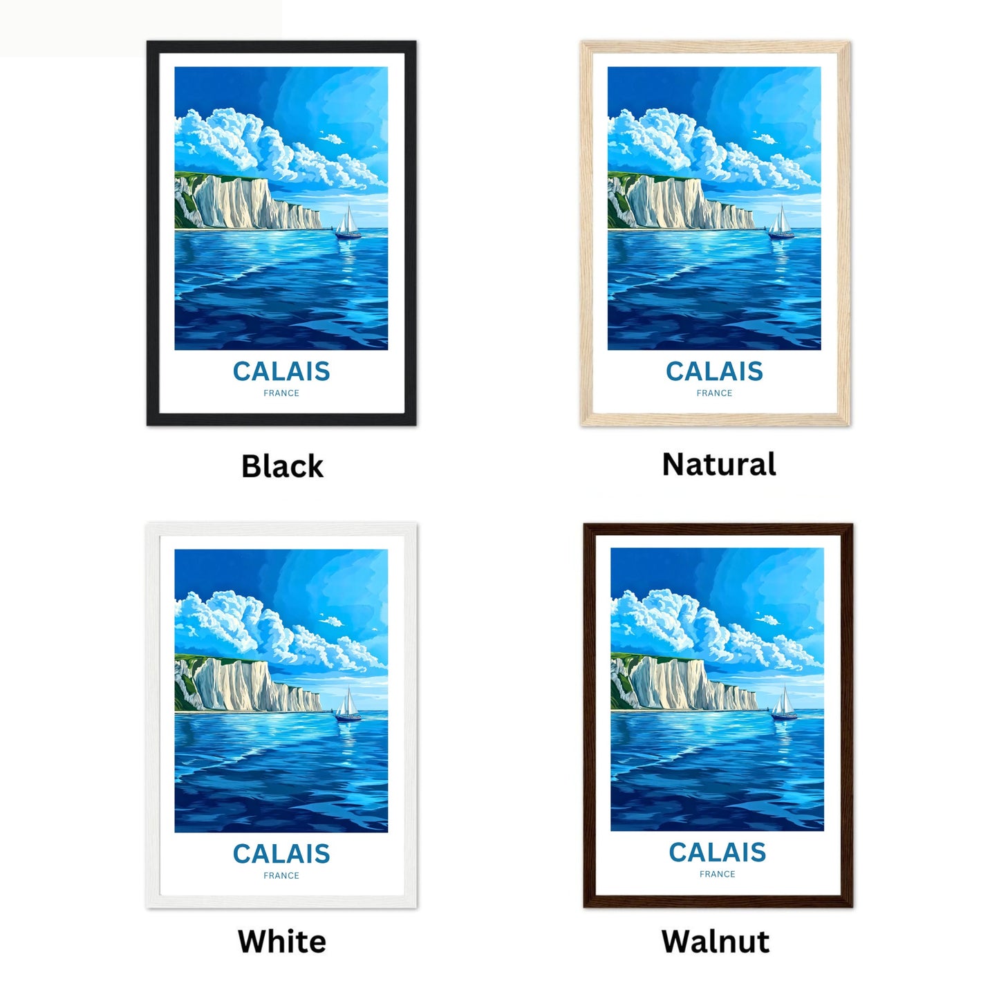 Calais Travel Poster - Waves Against the Cliffs