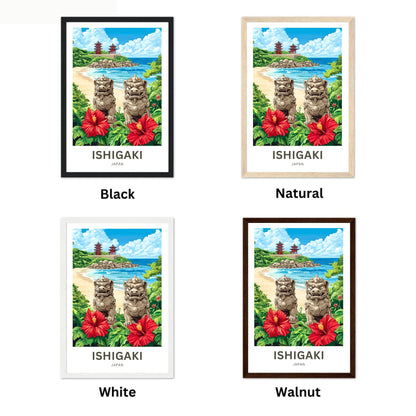 Ishigaki Travel Poster - Guardians of the Ryukyu Shore