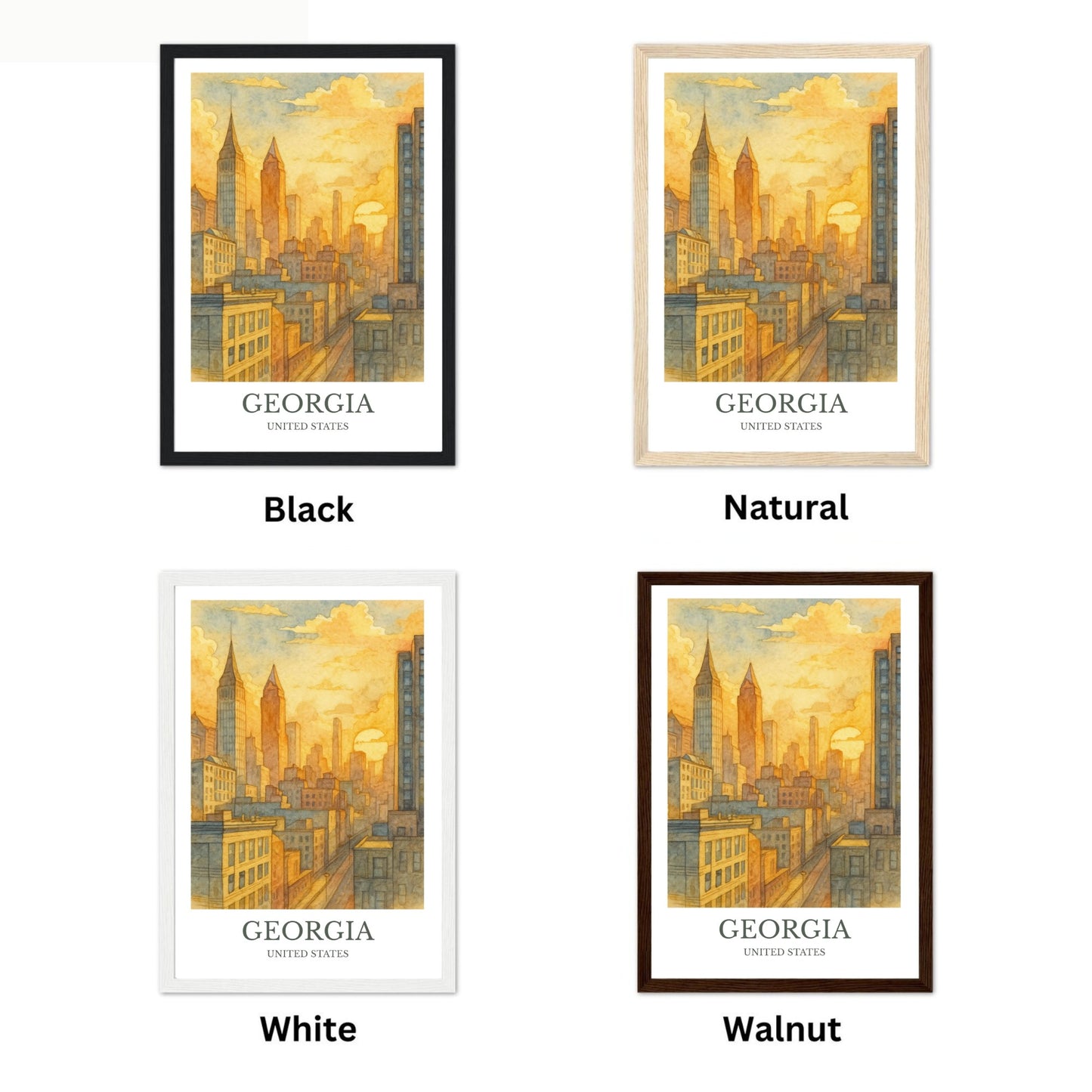Georgia, Watercolor design poster, United States Print, Georgia Wall Art