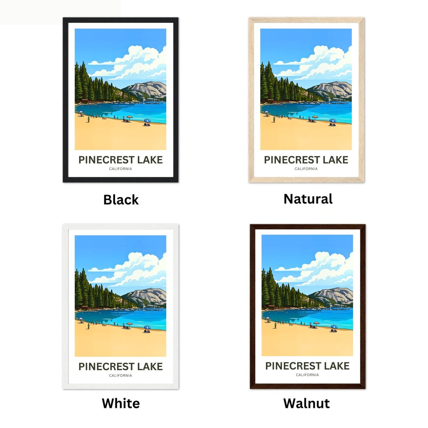 Pinecrest Lake Travel Poster - Whispering Pines Lake