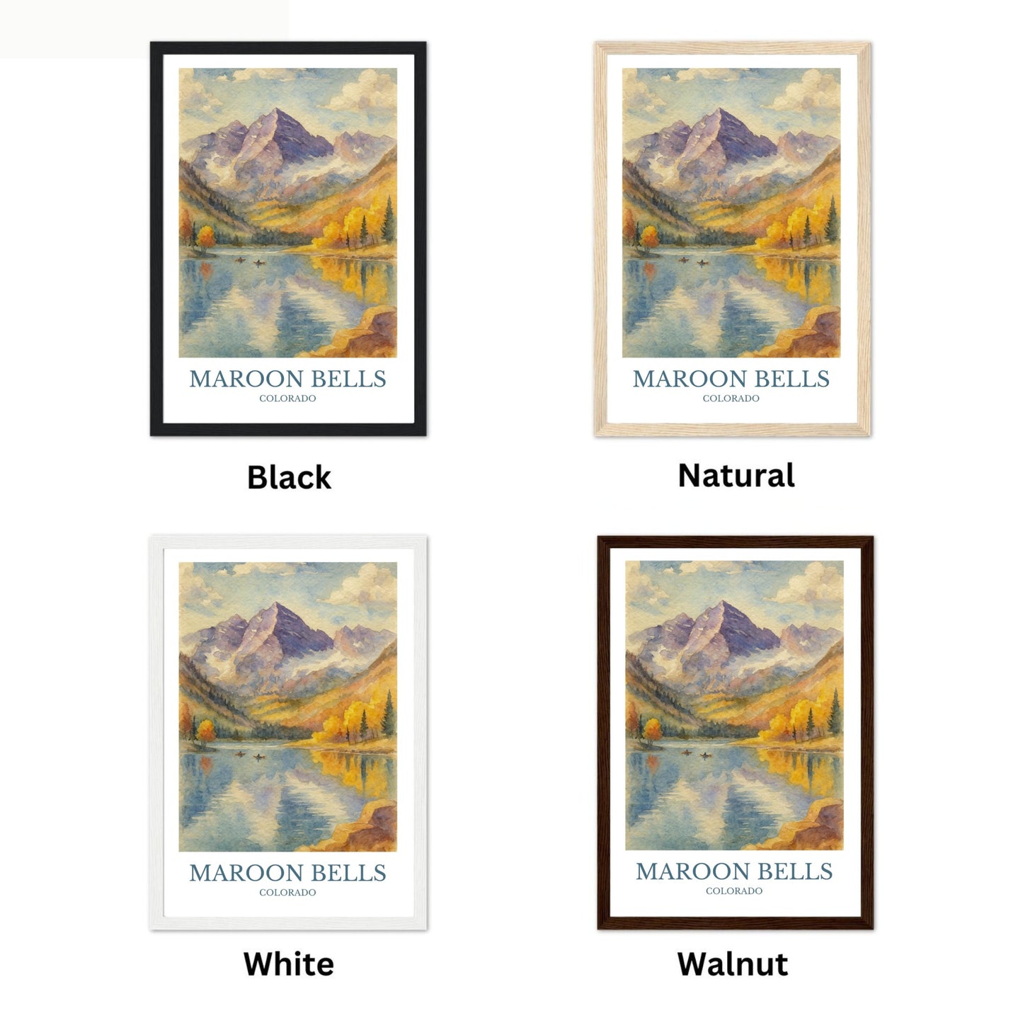Maroon Bells, Watercolor design poster, Colorado Print, Maroon Bells Wall Art