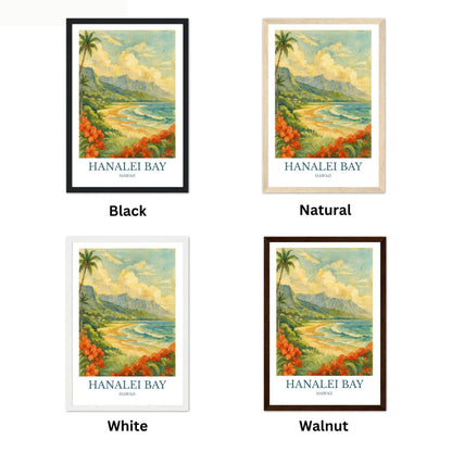 Hanalei Bay, Watercolor design poster, Hawaii Print, Hanalei Bay Wall Art