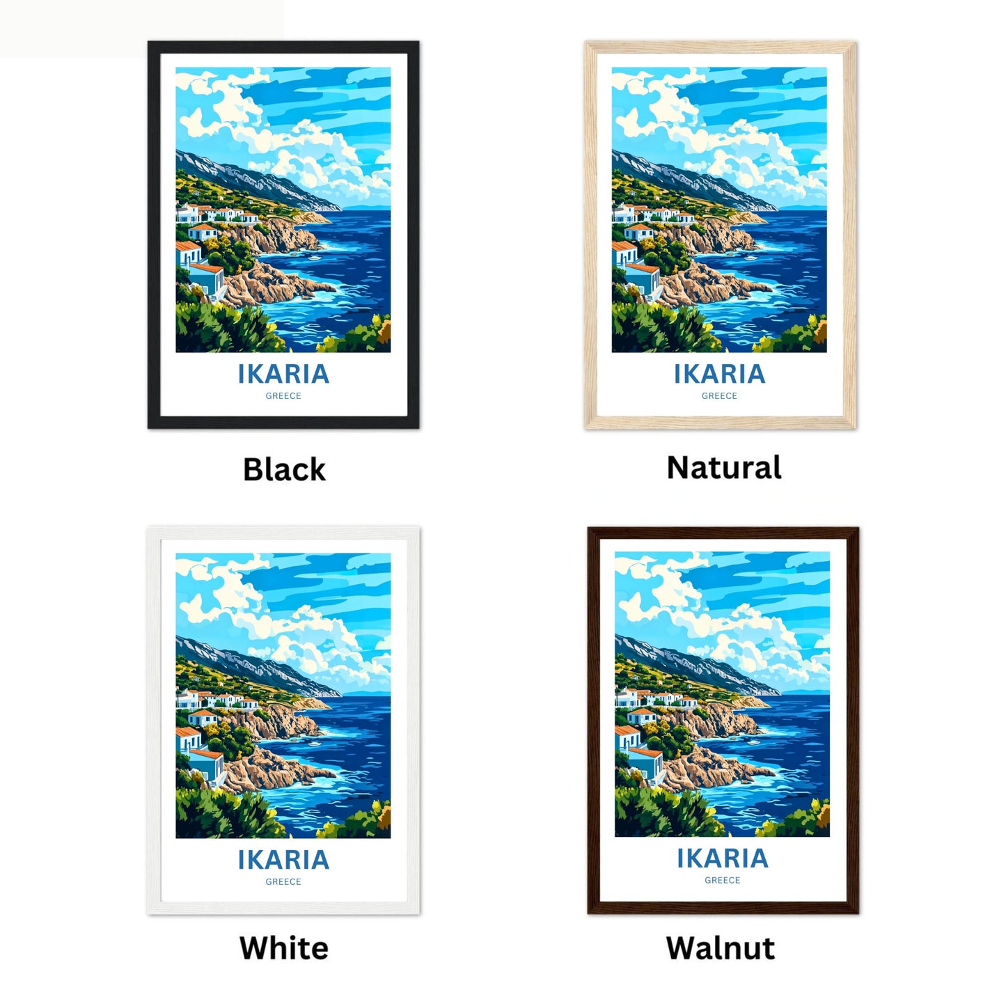 Ikaria Beach Travel Poster  - Waves & Wonders