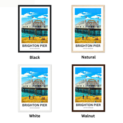 Brighton Pier Travel Poster - English Seaside Charm