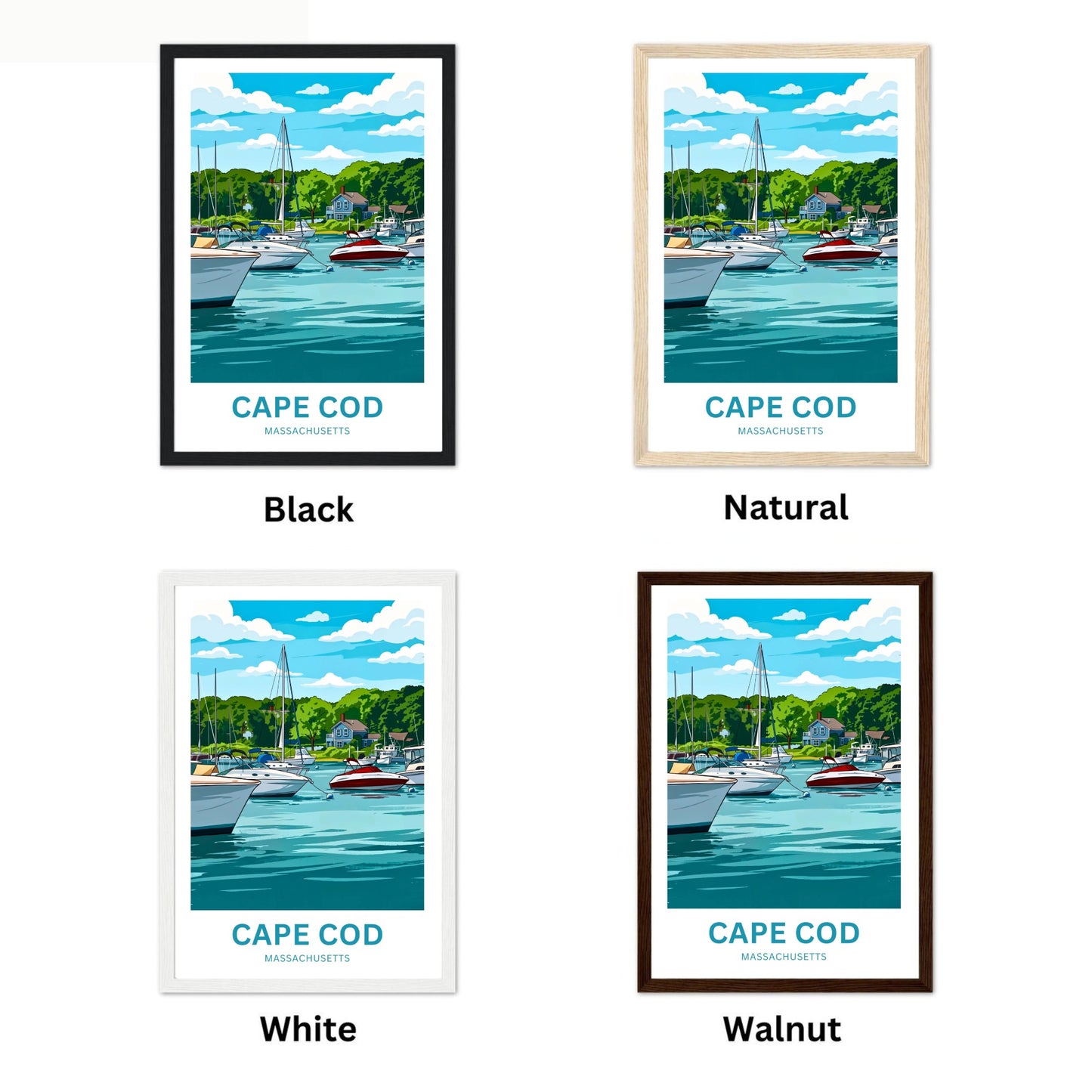 Cape Cod Travel Poster - Coastal Harbor