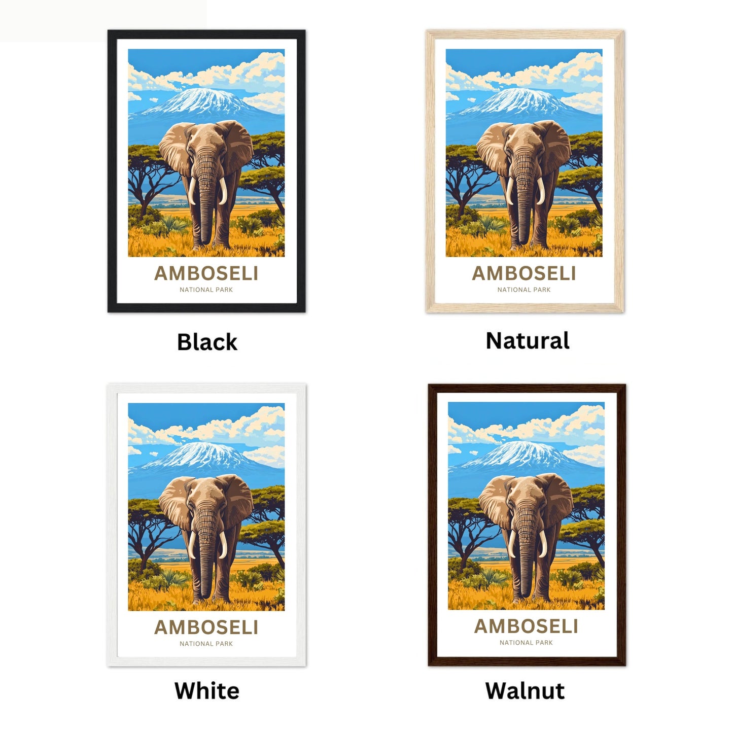 Amboseli National Park Travel Poster  - Kenya