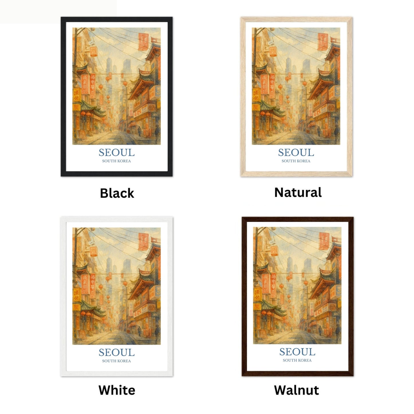 Captivating Seoul, Watercolor design poster, South Korea  Print, Seoul Wall Art