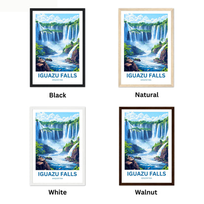 Iguazu Falls Travel Poster - Stunning Majestic Waterfalls of Argentina and Brazil