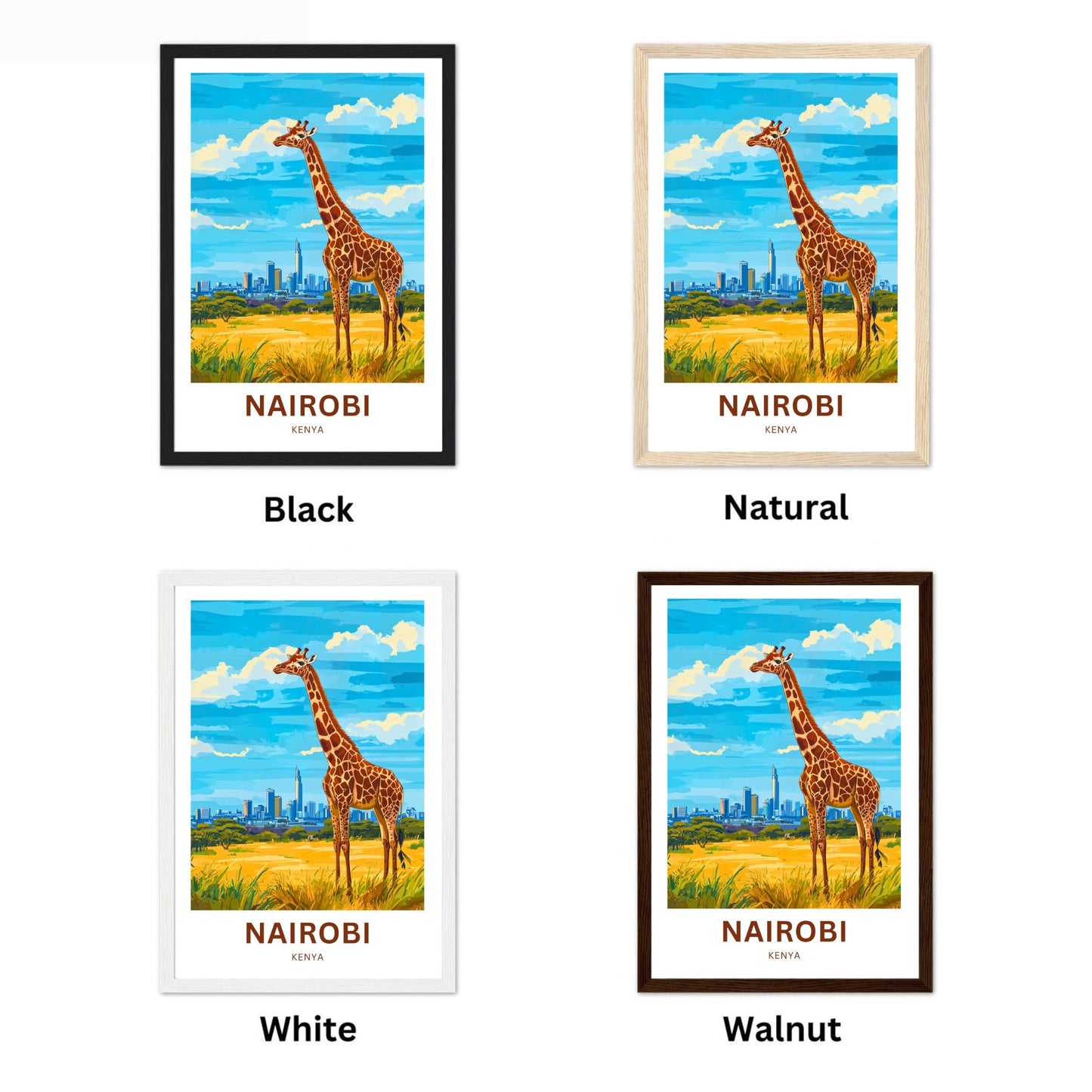 Nairobi Travel Poster - Skyline and Safari