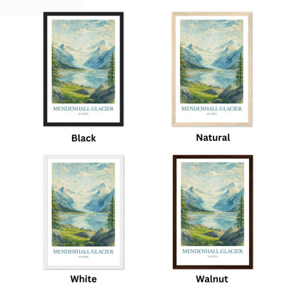 Mendenhall Glacier, Watercolor design poster, Alaska Print, Mendenhall Glacier Wall Art