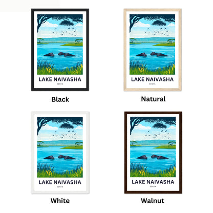 Lake Naivasha Travel Poster - Captivating Lake and Hippos