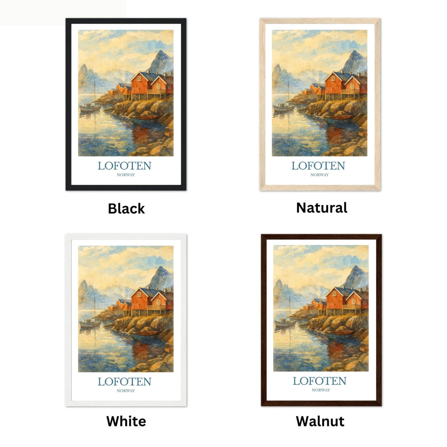 Lofoten, Watercolor design poster, Norway Print, Lofoten Wall Art