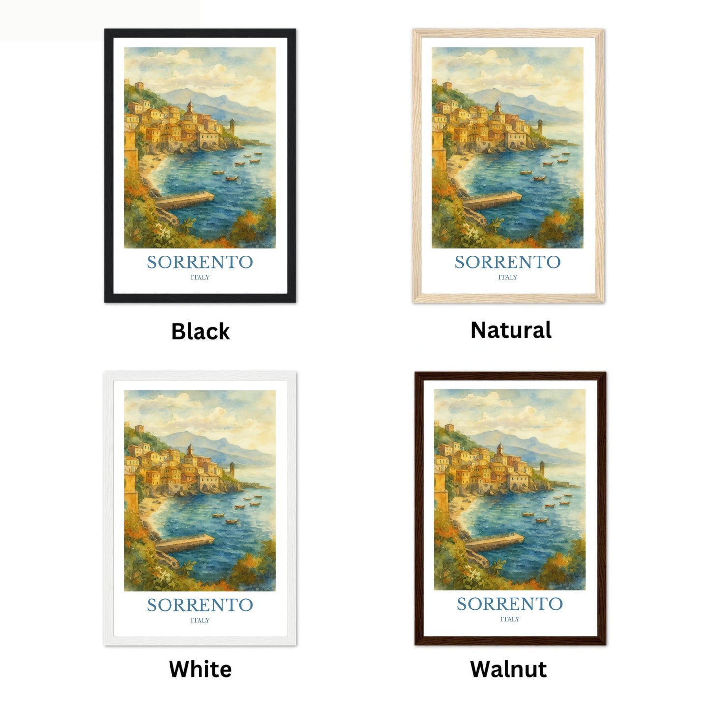 Sorrento, Watercolor design poster, Italy Print, Sorrento Wall Art