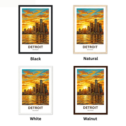 Detroit Travel Poster - Stunning City Sunset