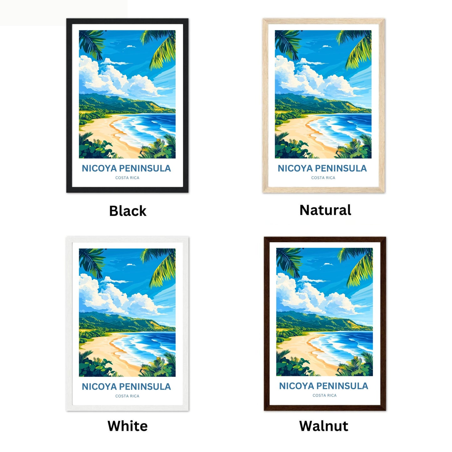 Nicoya Peninsula Travel Poster  - Costa Rica Stunning Beach View