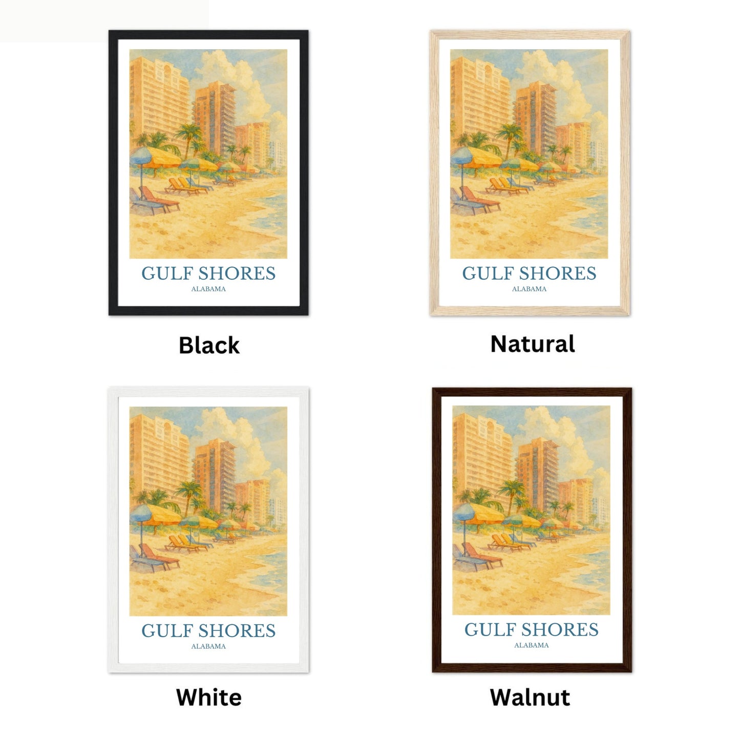 Gulf Shores, Watercolor design poster, Alabama Print, Gulf Shores Wall Art