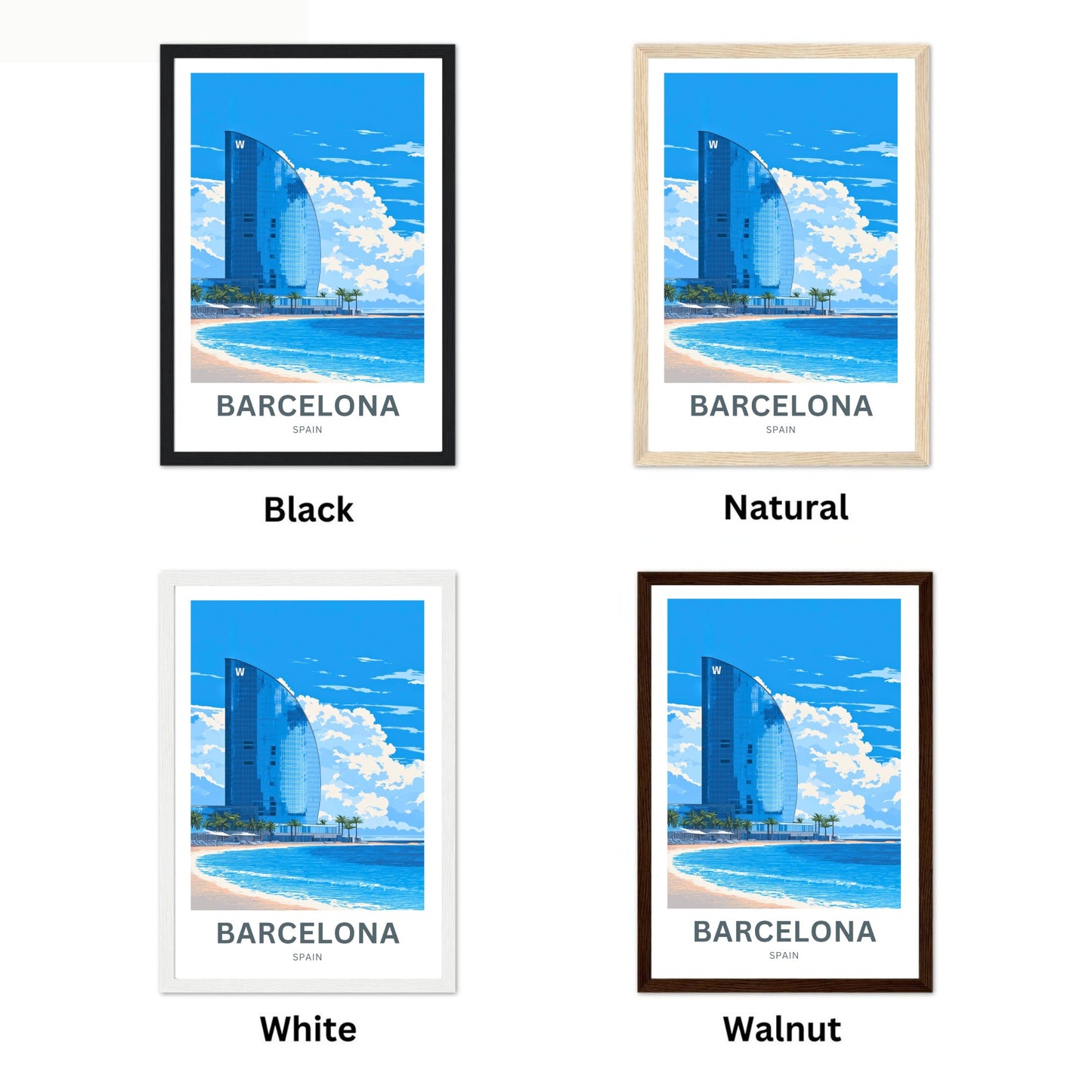 Barcelona Travel Poster  - Seaside Elegance