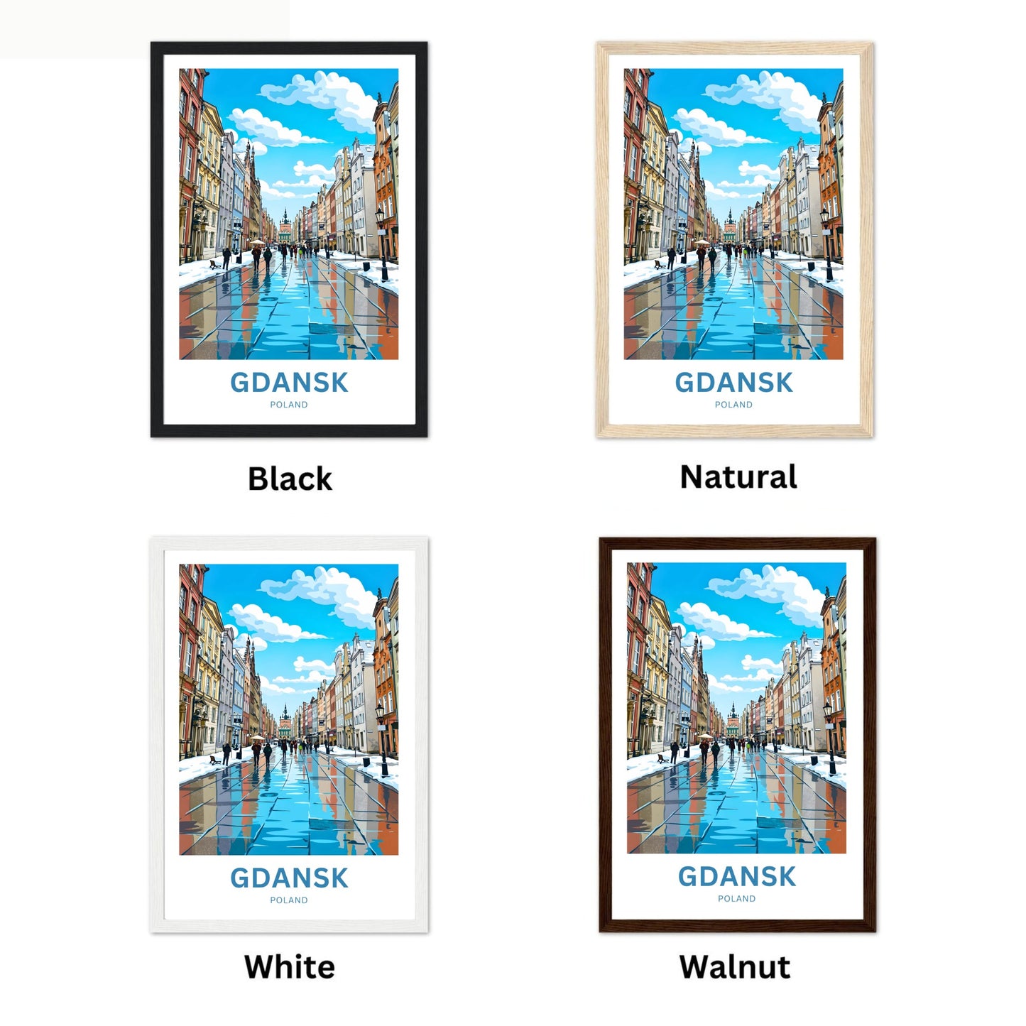 Gdańsk  Travel Poster - Winter Street View