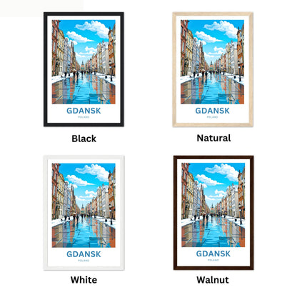 Gdańsk  Travel Poster - Winter Street View