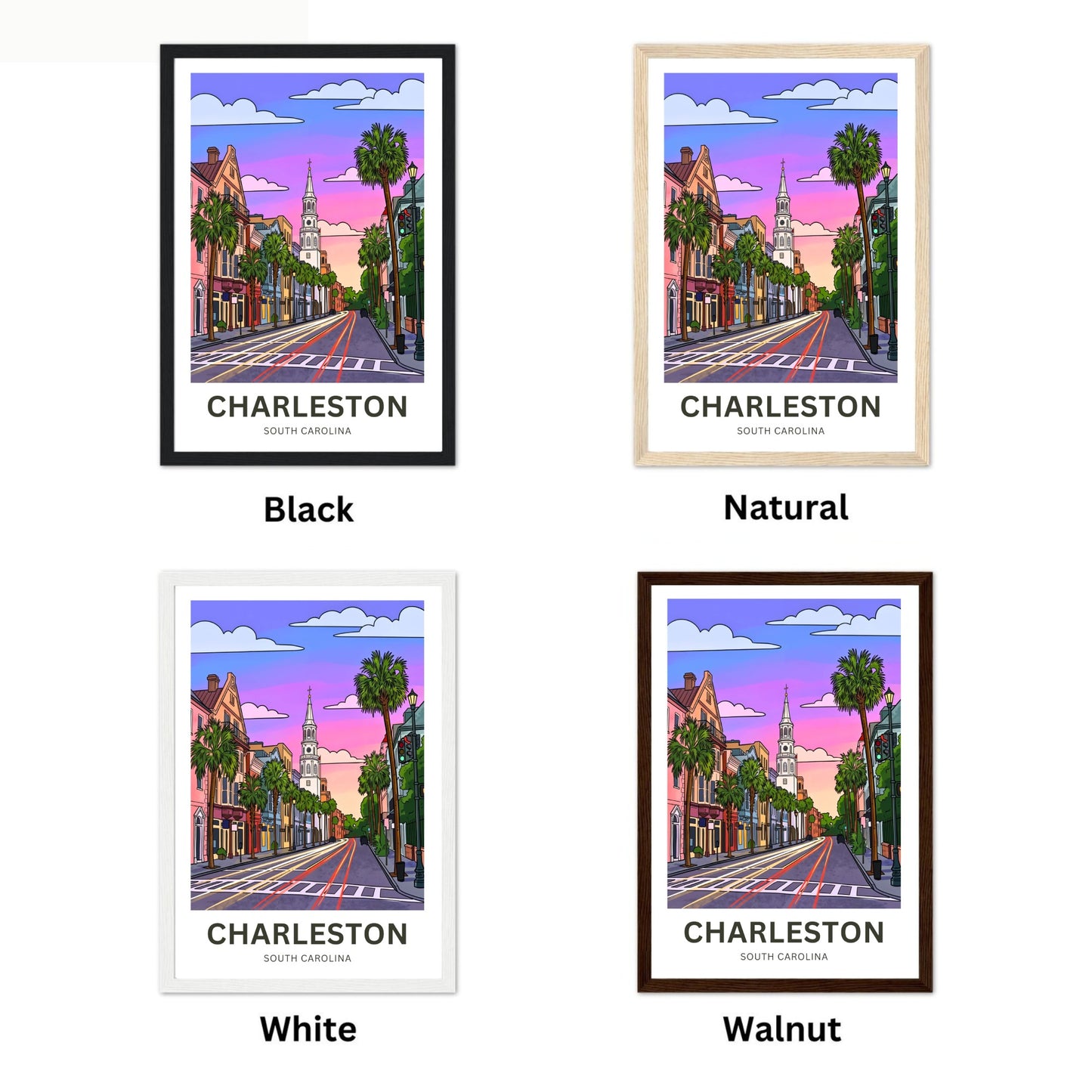 Charleston Historic District Travel Poster - Garden Streets
