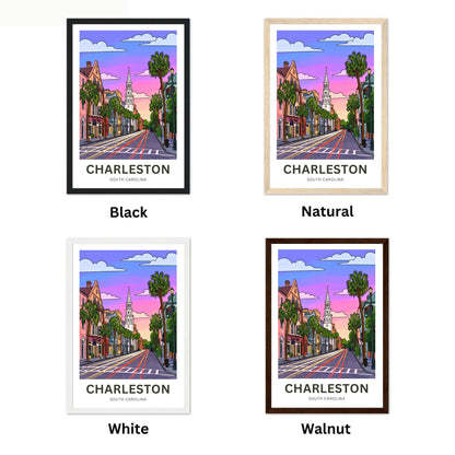 Charleston Historic District Travel Poster - Garden Streets