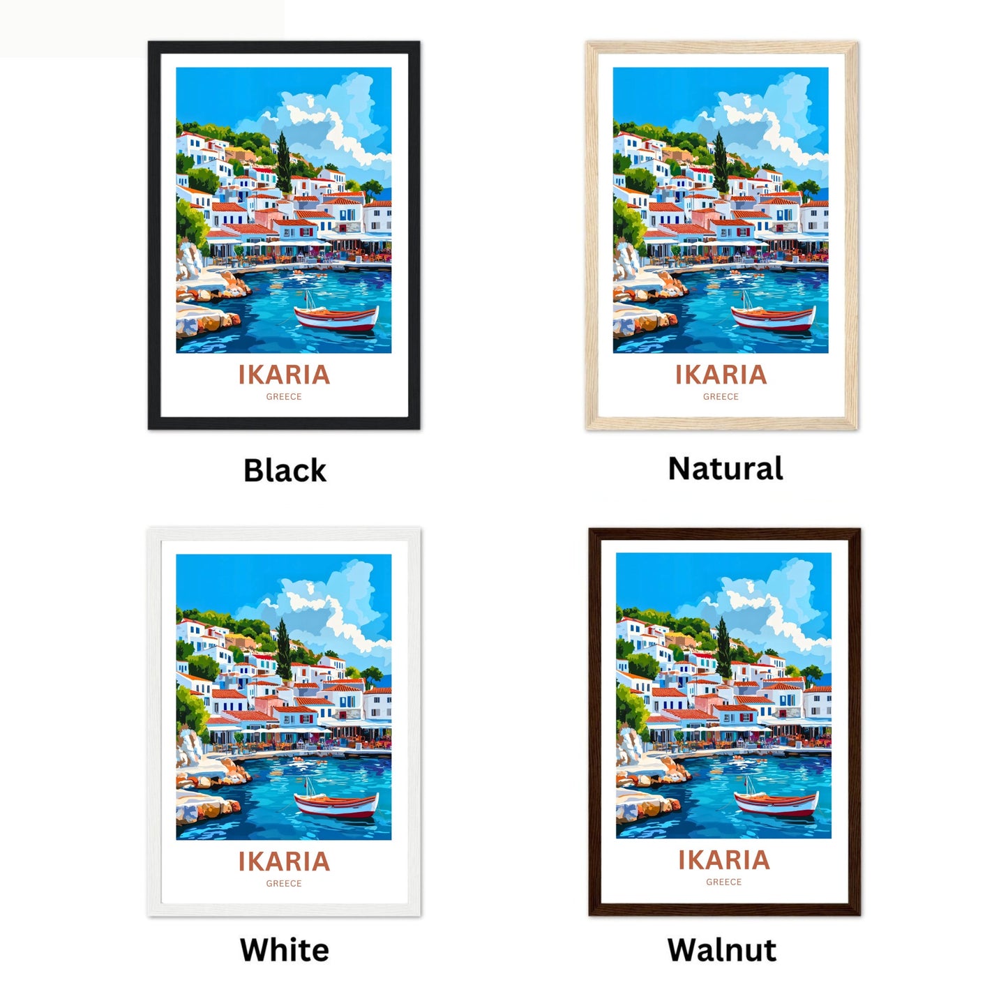 Ikaria Beach Travel Poster  - Mediterranean Charm
