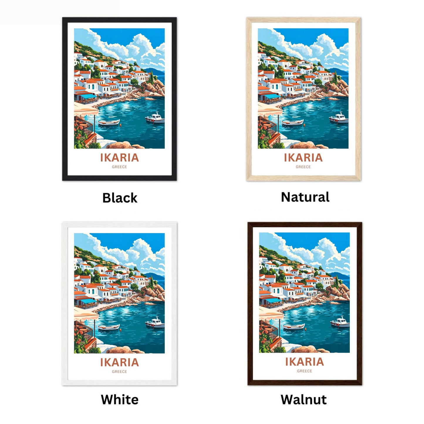 Ikaria Beach Travel Poster  - Café by the Sea