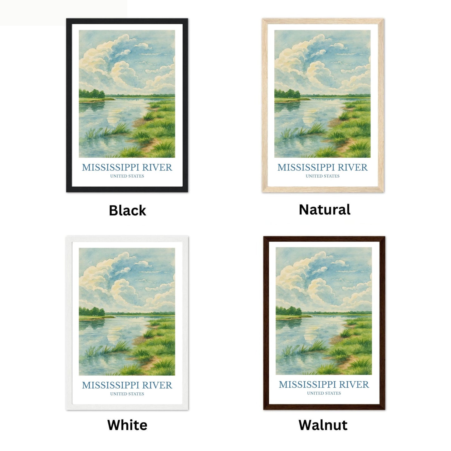 Mississippi River, Watercolor design poster, North America Print, Mississippi River Wall Art